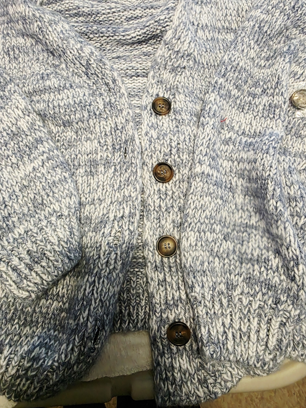 SO Light Blue and White Marled Knit Cardigan